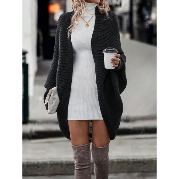 Women's Oversized Chunky Long Cardigan Open Front Knit Sweater Outerwear - Picture 6 of 6